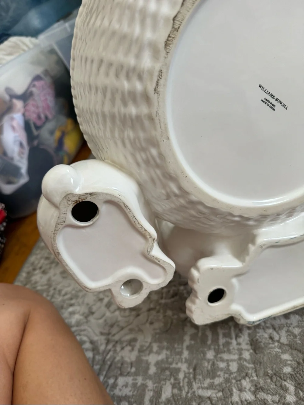 Williams Sonoma Easter White Ceramic Bunny Bowl Trio